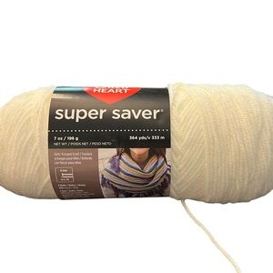 Red Heart Super Saver Yarn Soft White #0316‎ 7 Oz Acrylic 364 Yards NEW